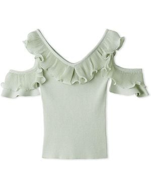 SNIDEL Frill Pleated Knit Pullover - Green
