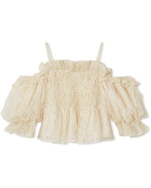 SNIDEL Sustainable Gathered Off-Shoulder Blouse - Natural