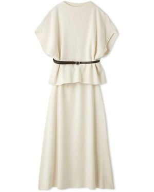 SNIDEL Belted Cape-Style Knit Set - White