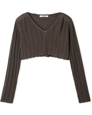 SNIDEL Ribbed Sheer Cardigan - Black