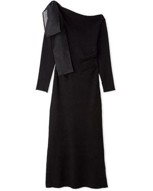SNIDEL Shoulder Ribbon Knit Dress - Black