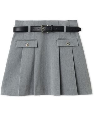 SNIDEL Pleated Mini Skirt With Belt - Gray