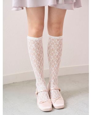 SNIDEL Knee-High Lace Socks - Pink