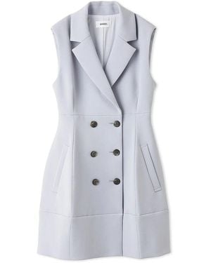 SNIDEL Sleeveless Double-Breasted Vest Mini Dress - Blue