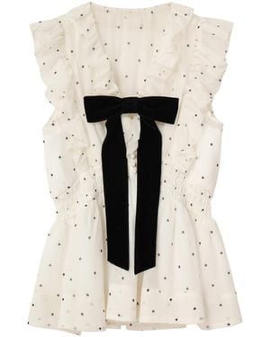 SNIDEL Sleeveless Front Ribbon Blouse - White