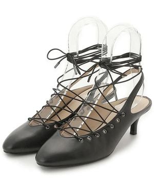 SNIDEL Lace-Up Mules - Gray