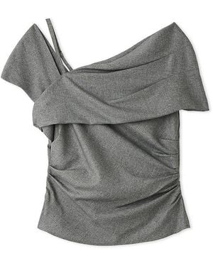 SNIDEL Draped Asymmetrical Blouse - Gray