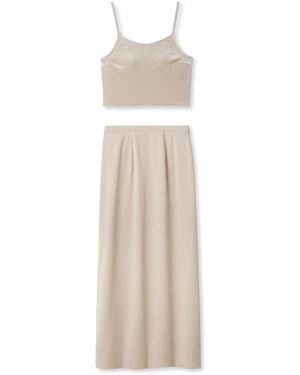 SNIDEL Velour Cami & Maxi Skirt Coordinates Set - White