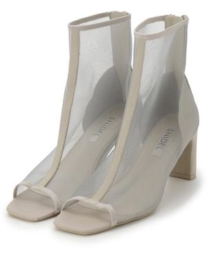SNIDEL Open Toe Mesh Ankle Boot - Gray