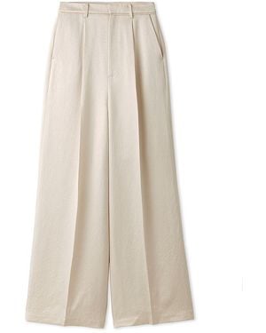 SNIDEL Sustainable Acetate Wide Leg Pleated Satin Pants - White