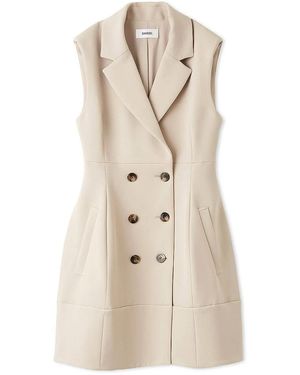SNIDEL Sleeveless Double-Breasted Vest Mini Dress - Natural