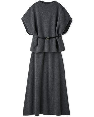 SNIDEL Belted Cape-Style Knit Set - Black