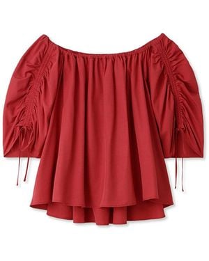 SNIDEL Off Shoulder Tunic Blouse - Red