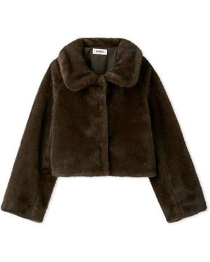 SNIDEL Short Stand Collar Faux Fur Coat - Brown