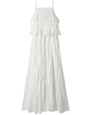 SNIDEL Dobby Sleeveless Pleated Dress - White