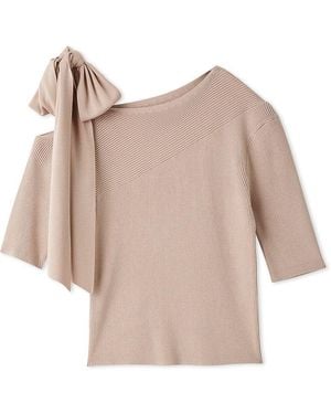 SNIDEL Ribbon Shoulder Knit Pullover - Natural