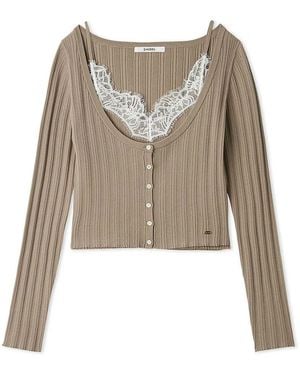 SNIDEL Lace Trim Knit Ensemble - Natural
