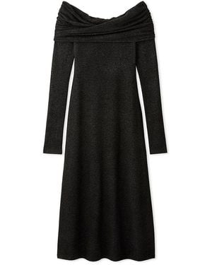 SNIDEL Brushed Off Shoulder Maxi Sweater Dress - Black