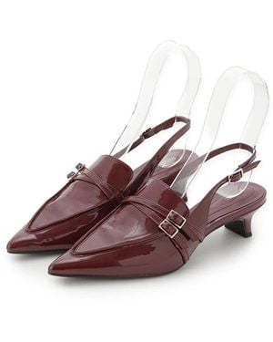 SNIDEL Low Heel Pointed Toe Slingback Pumps - Brown