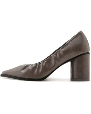 SNIDEL Gathered Block Heel Pumps - Brown