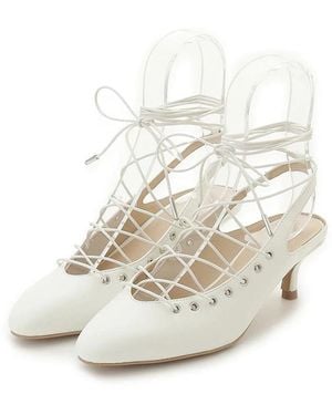 SNIDEL Lace-Up Mules - White
