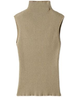 SNIDEL Sustainable Sleeveless Lame Knit Top - Green
