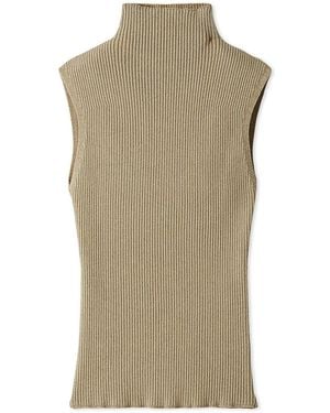 SNIDEL Sustainable Sleeveless Lame Knit Top - Green
