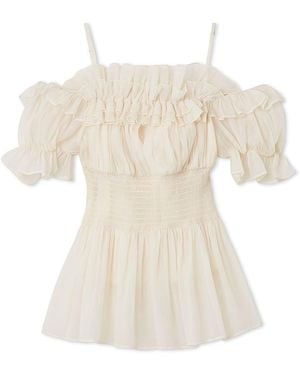 SNIDEL Chiffon Off-Shoulder Frill Blouse - White