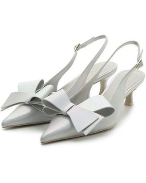 SNIDEL Pointed Toe Bow Slingback Heels - Gray