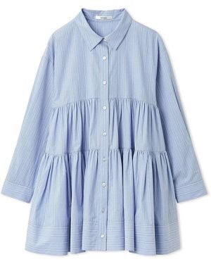 SNIDEL Tiered Mini Shirt Dress - Blue