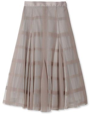 SNIDEL Flocked Check Tulle Skirt - Gray