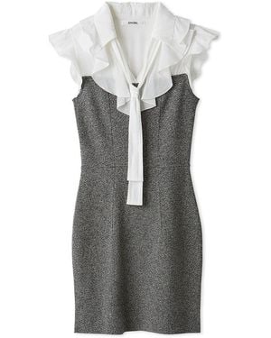 SNIDEL Sustainable Frill Collar Layered Mini Dress - Gray