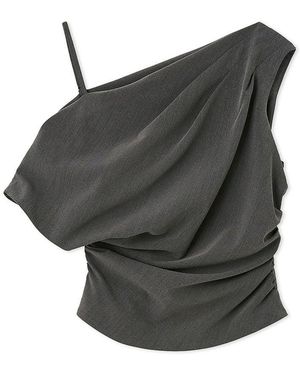 SNIDEL Off-Shoulder Drape Blouse - Black