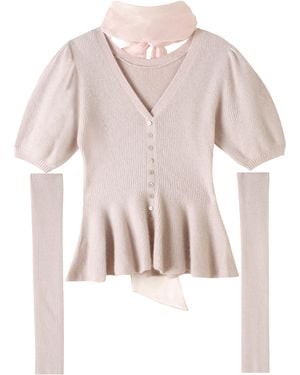 SNIDEL Detachable Sleeve Knit Top - Pink