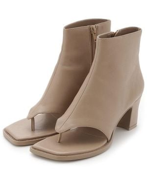 SNIDEL Open Toe Short Boots - Natural