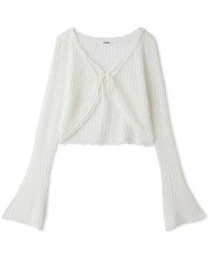 SNIDEL Lace Trim Cropped Cardigan - White