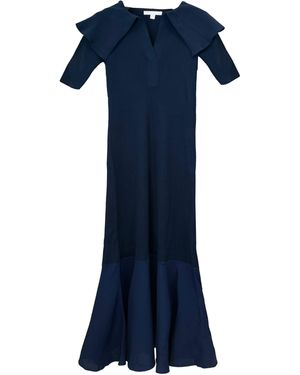 SNIDEL Ribbed Knit Flare Dress - Blue