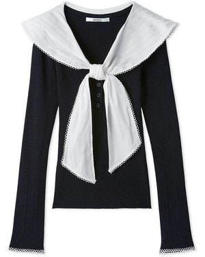 SNIDEL Sustainable Scarf Blouse Docking Pullover - Black