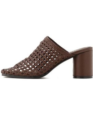 SNIDEL Mesh Sabot Heeled Sandals - Brown