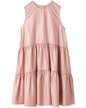 SNIDEL Sleeveless Tiered Faux Leather Mini Dress - Pink
