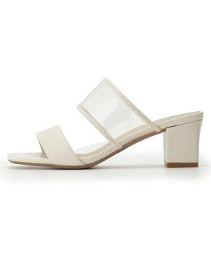 SNIDEL Clear Strap Chunky Heeled Mule Sandals - White
