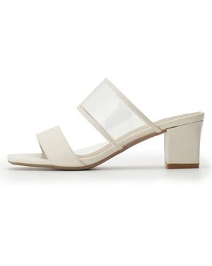 SNIDEL Clear Strap Chunky Heeled Mule Sandals - White