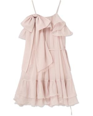 SNIDEL Off-Shoulder Back Ribbon Dress - Pink