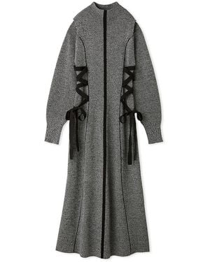 SNIDEL Laceup Bi-Color Knit Dress - Gray