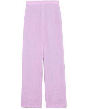 SNIDEL High Waisted Straight Cut Linen Pants - Purple