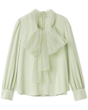SNIDEL Tulle Tie Blouse - Green