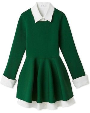 SNIDEL Shirt-Layered Knit Tunic - Green
