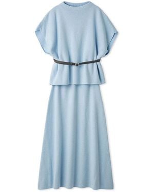 SNIDEL Belted Cape-Style Knit Set - Blue