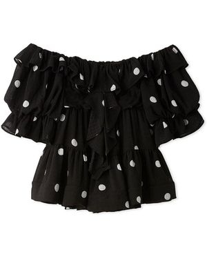 SNIDEL Off-Shoulder Tiered Ruffle Blouse - Black
