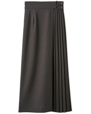 SNIDEL High-Waist Pleated Long Skirt - Gray
